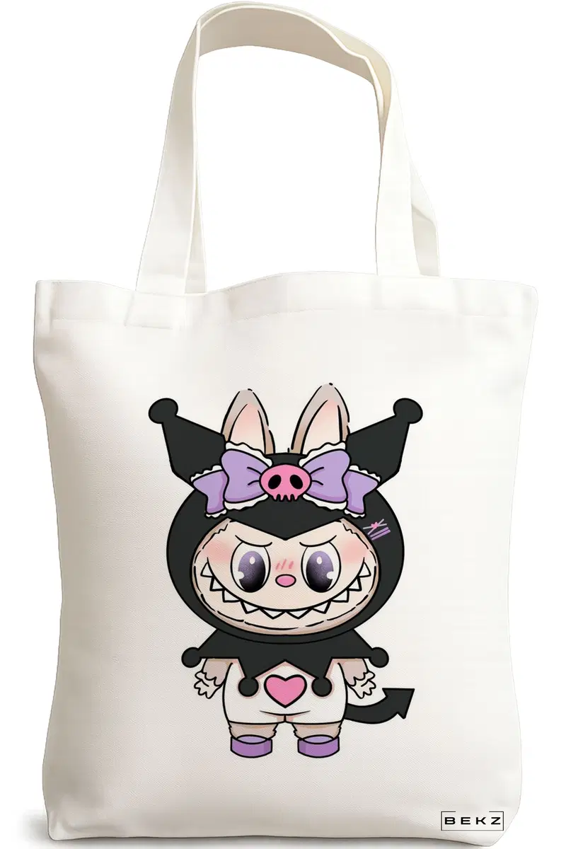 Sacosa Cumparaturi Textila, Geanta Tote, model Labubu 10 38 x 34.5 cm, Alb, BEKZ®