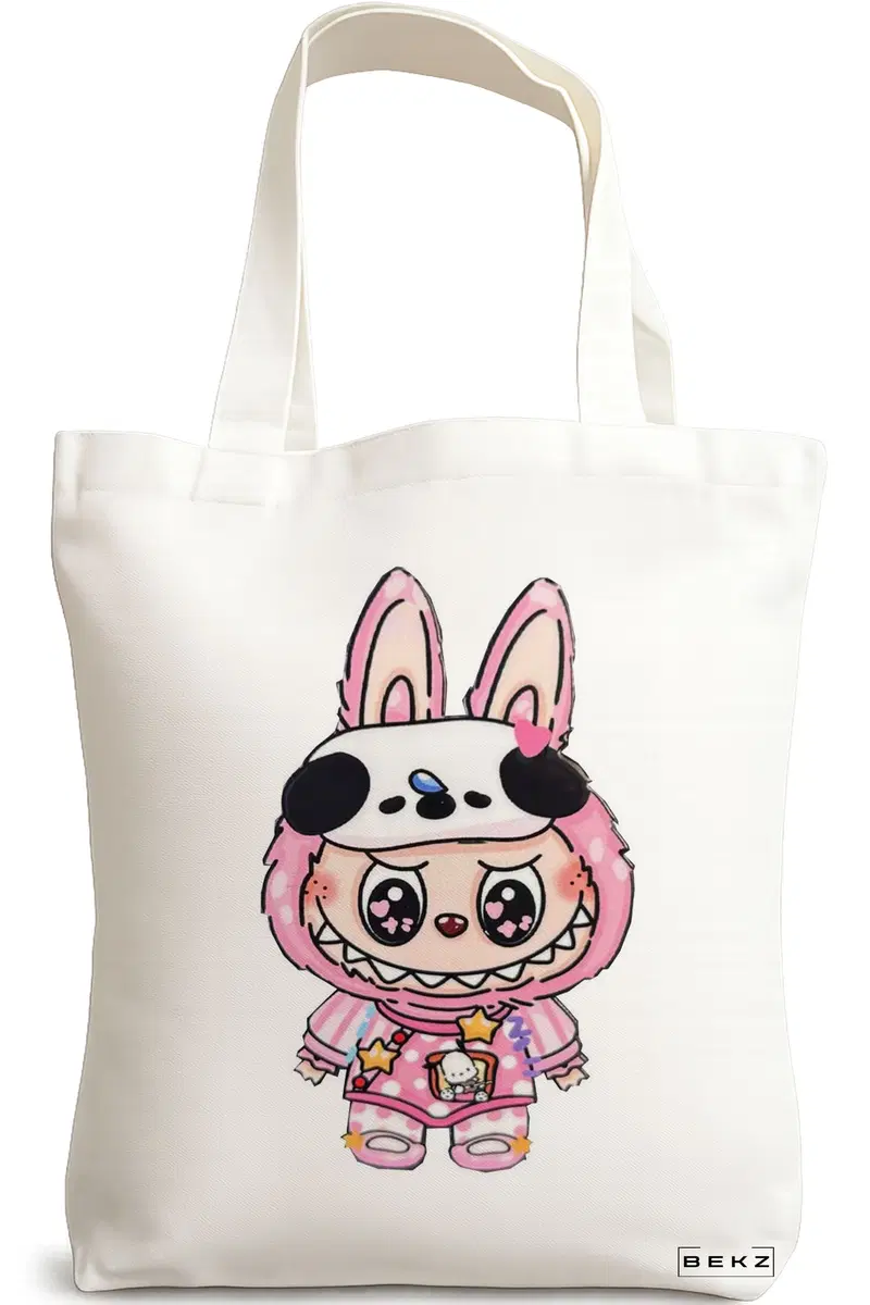 Sacosa Cumparaturi Textila, Geanta Tote, model Labubu 12 38 x 34.5 cm, Alb, BEKZ®