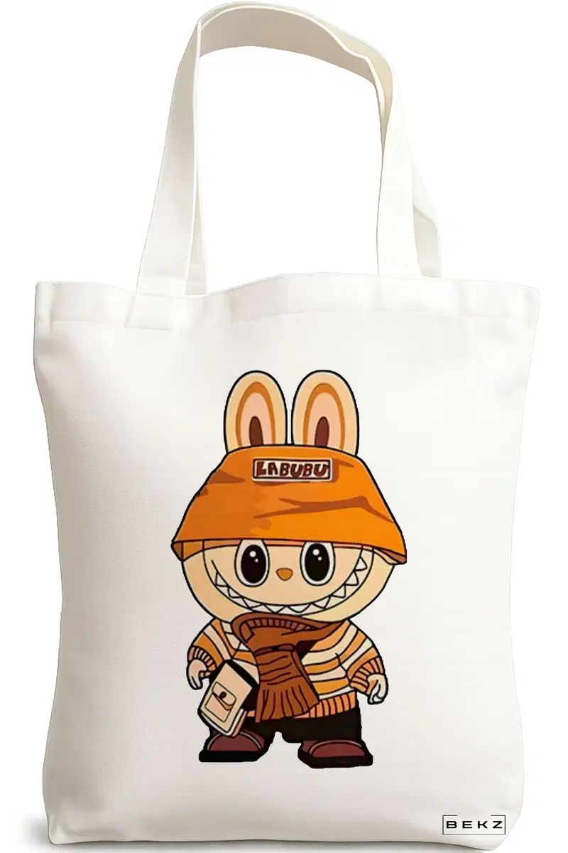 Sacosa Cumparaturi Textila, Geanta Tote, model Labubu 14 38 x 34.5 cm, Alb, BEKZ®