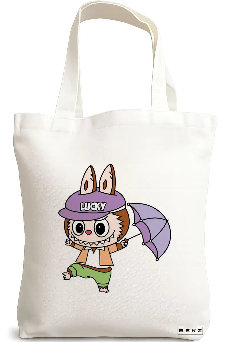 Sacosa Cumparaturi Textila, Geanta Tote, model Labubu 22 38 x 34.5 cm, Alb, BEKZ®