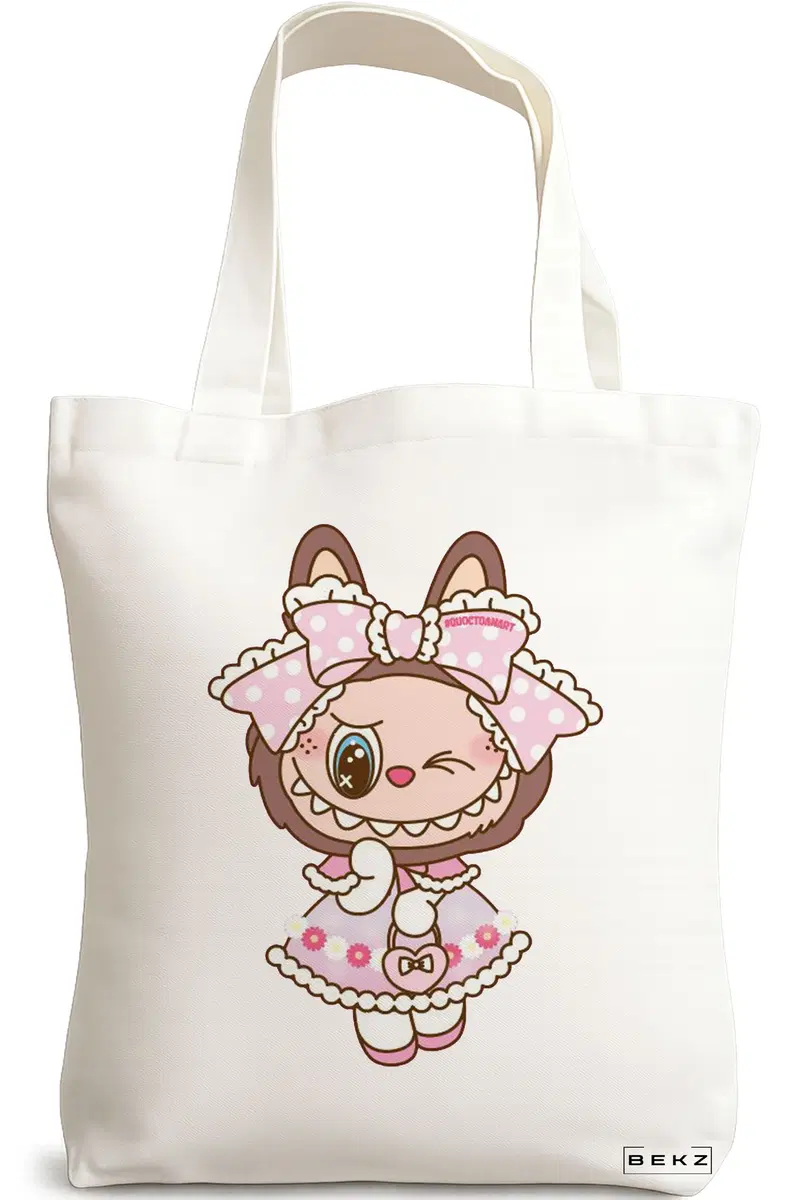 Sacosa Cumparaturi Textila, Geanta Tote, model Labubu 23 38 x 34.5 cm, Alb, BEKZ®