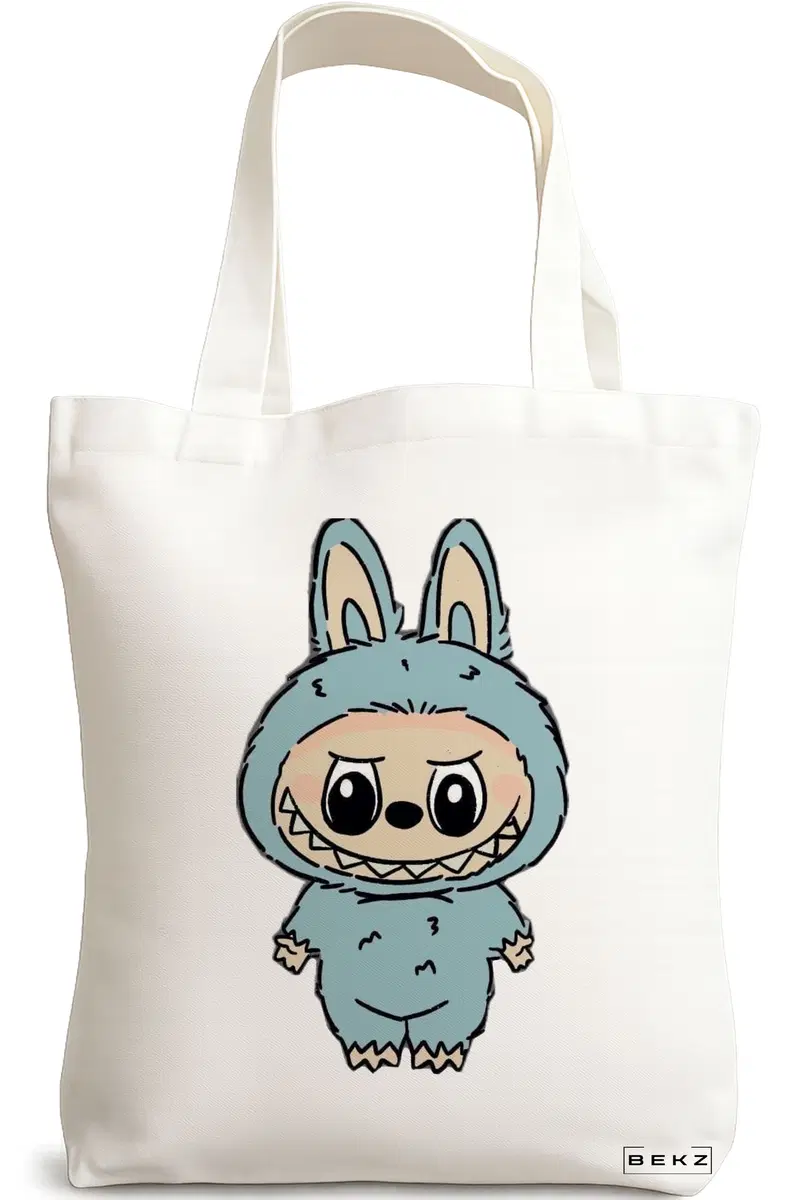 Sacosa Cumparaturi Textila, Geanta Tote, model Labubu 25 38 x 34.5 cm, Alb, BEKZ®