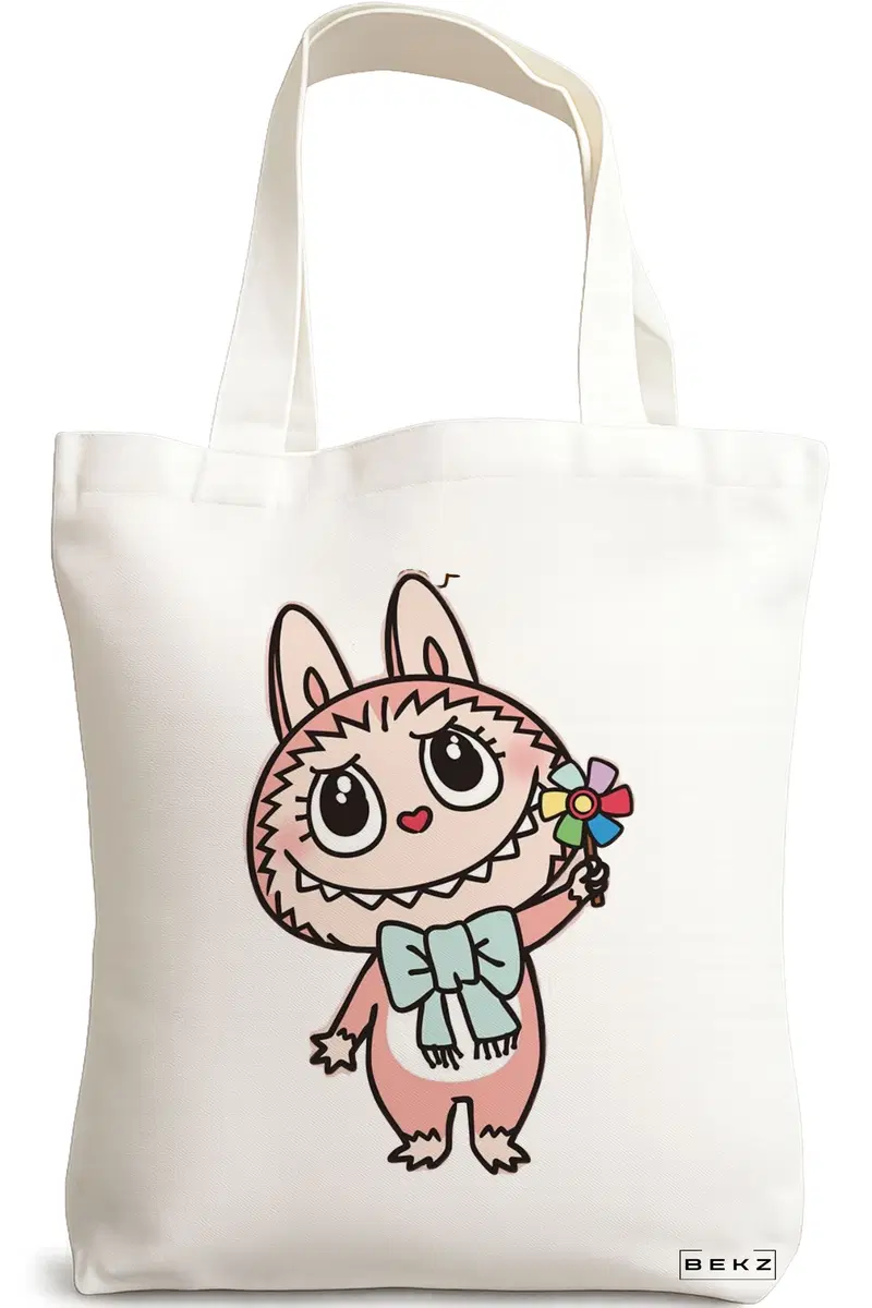 Sacosa Cumparaturi Textila, Geanta Tote, model Labubu 26 38 x 34.5 cm, Alb, BEKZ®