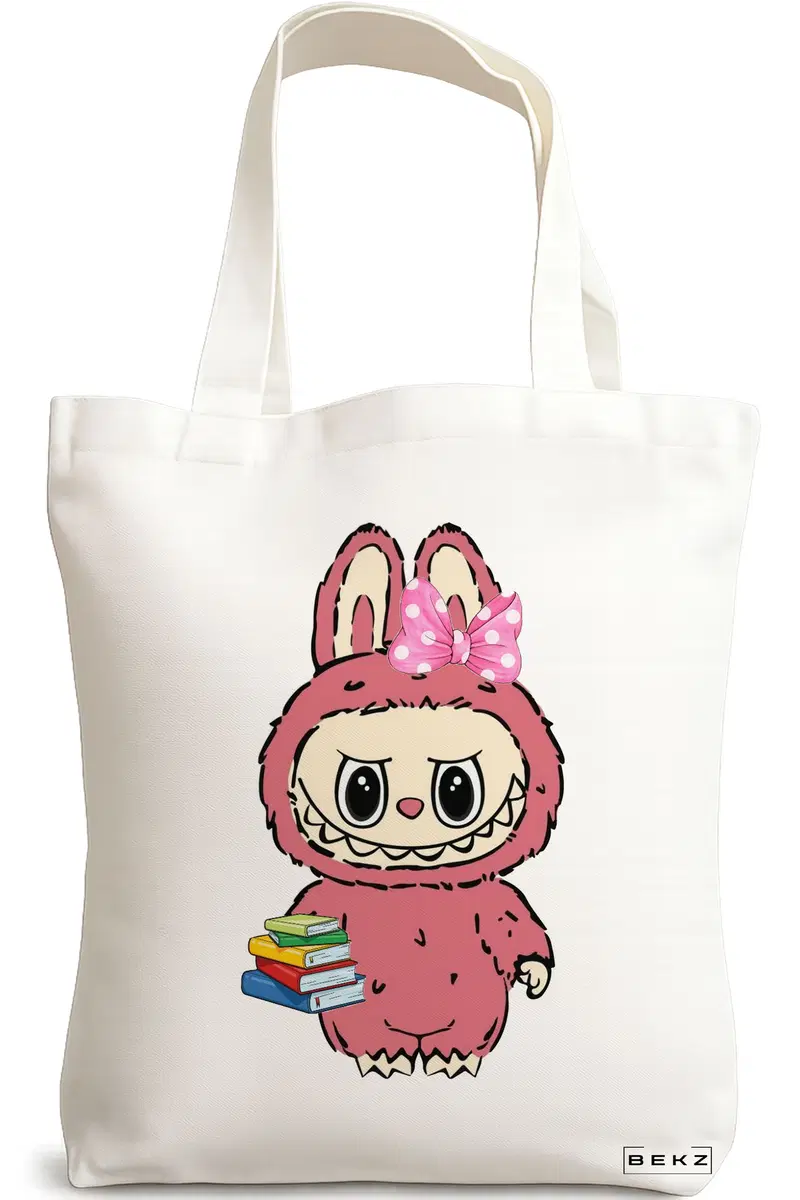 Sacosa Cumparaturi Textila, Geanta Tote, model Labubu 28 38 x 34.5 cm, Alb, BEKZ®