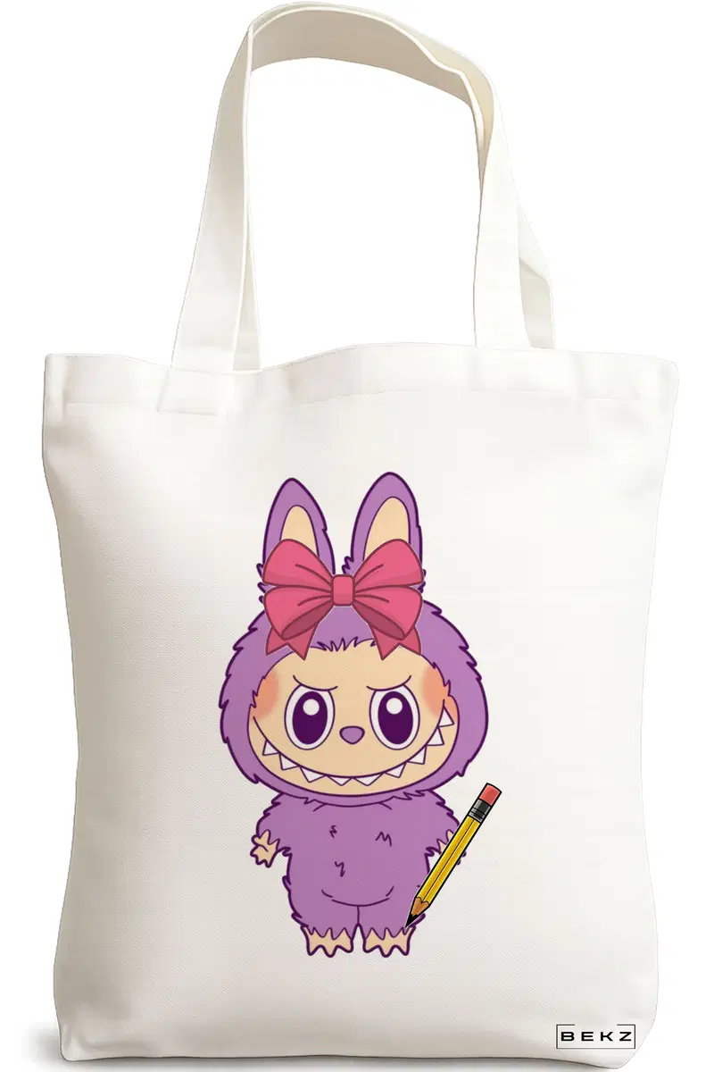 Sacosa Cumparaturi Textila, Geanta Tote, model Labubu 29 38 x 34.5 cm, Alb, BEKZ®