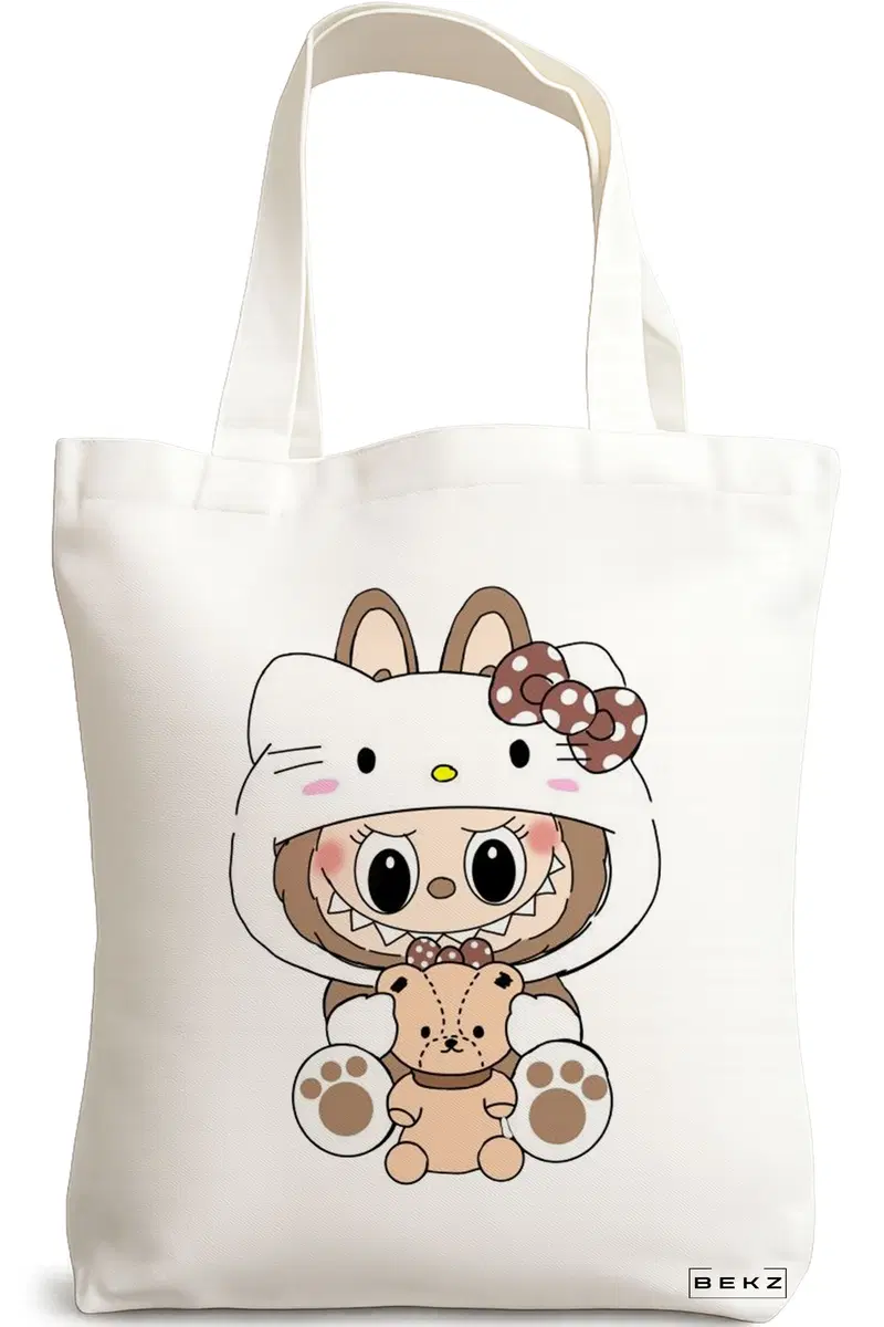 Sacosa Cumparaturi Textila, Geanta Tote, model Labubu 30 38 x 34.5 cm, Alb, BEKZ®