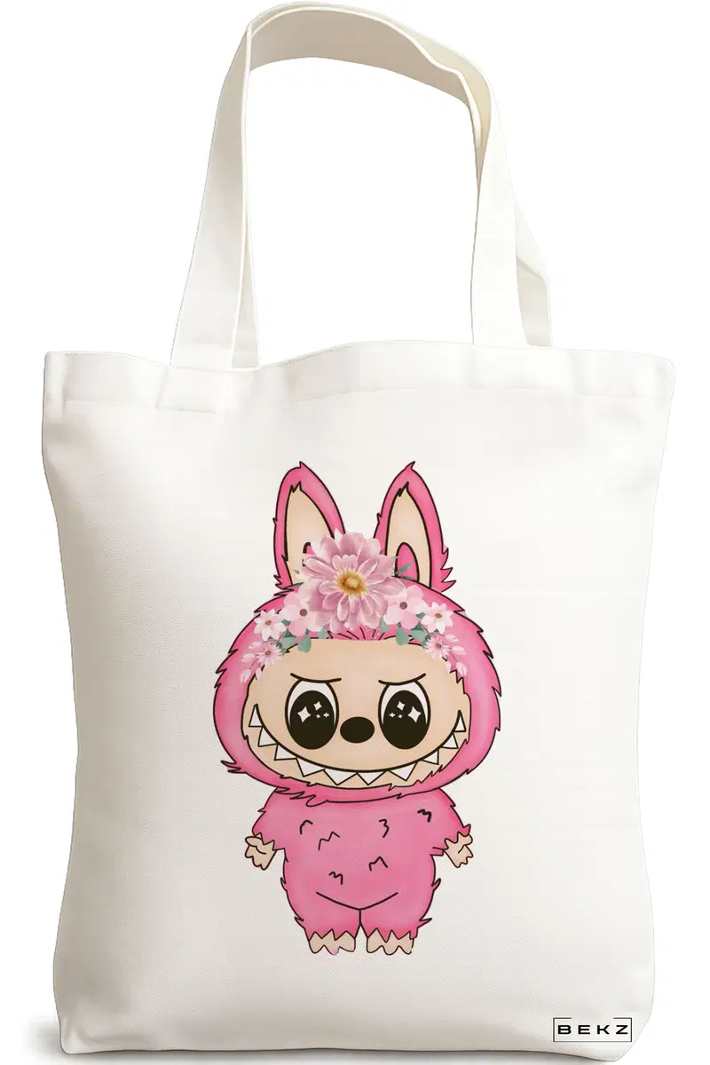 Sacosa Cumparaturi Textila, Geanta Tote, model Labubu 31 38 x 34.5 cm, Alb, BEKZ®