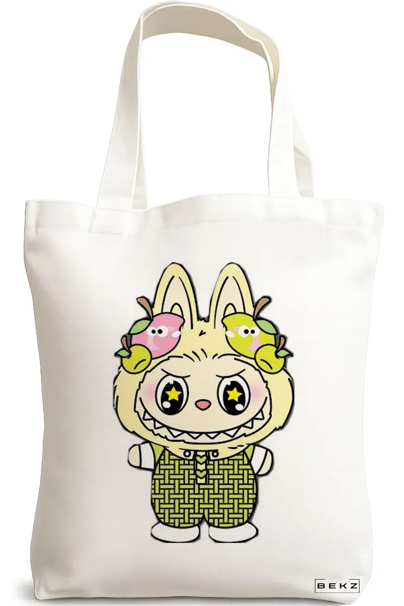 Sacosa Cumparaturi Textila, Geanta Tote, model Labubu 32 38 x 34.5 cm, Alb, BEKZ®