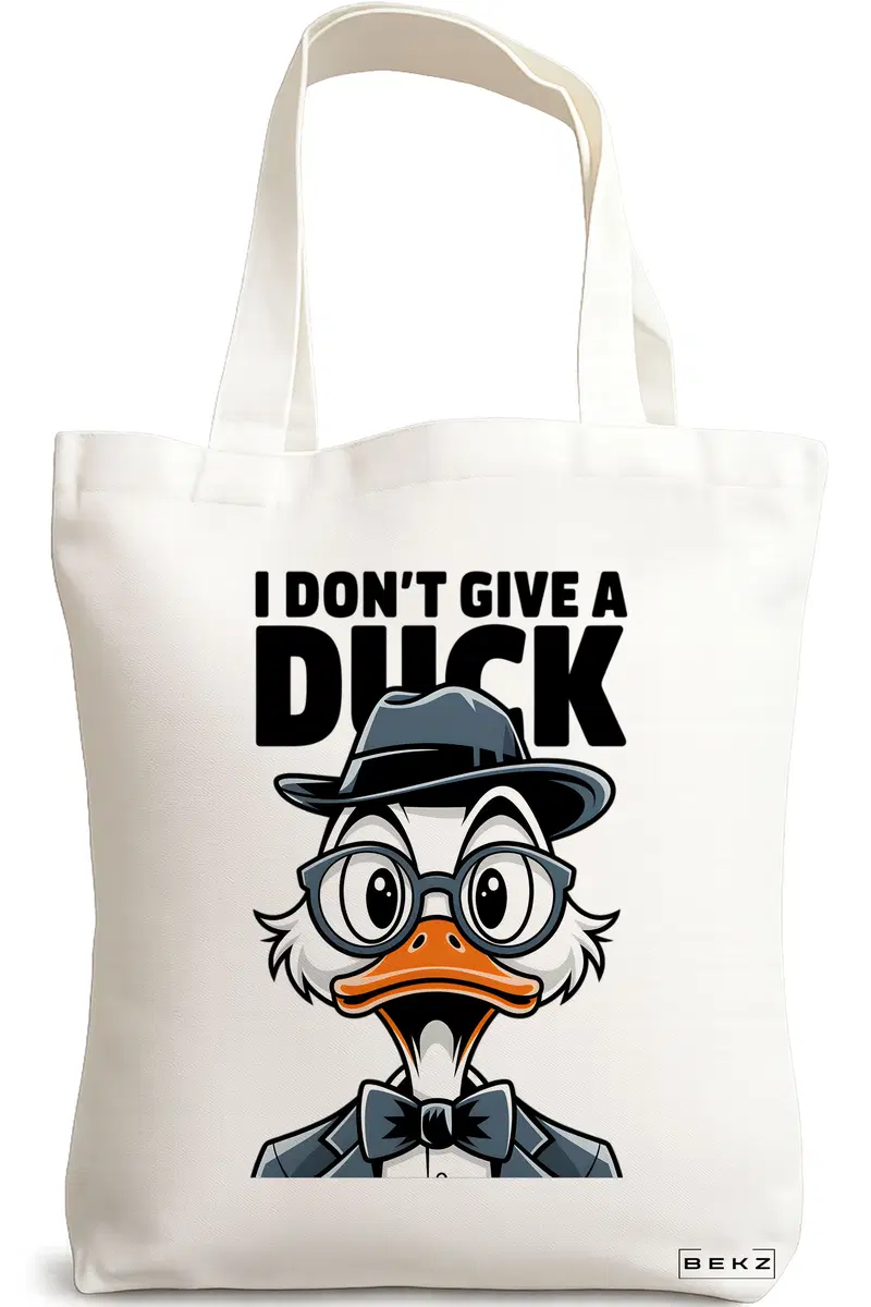 Sacosa Cumparaturi Textila, Geanta Tote, model I dont't give a Duck 38 x 34.5 cm, Alb, BEKZ®