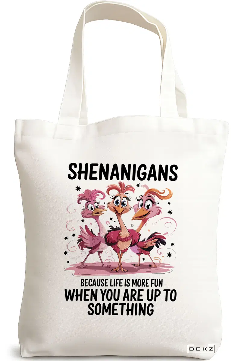 Sacosa Cumparaturi Textila, Geanta Tote, model Shenanigans 1 38 x 34.5 cm, Alb, BEKZ®