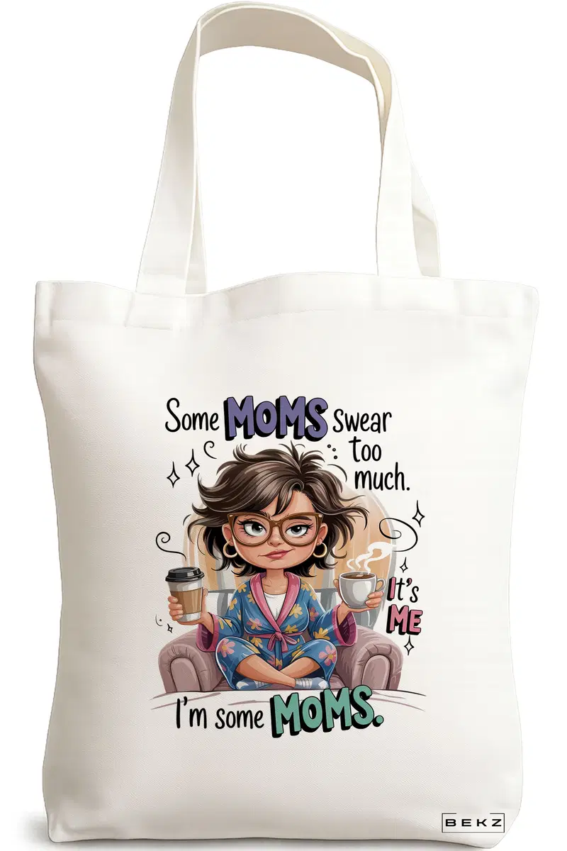 Sacosa Cumparaturi Textila, Geanta Tote, model Some moms 38 x 34.5 cm, Alb, BEKZ®