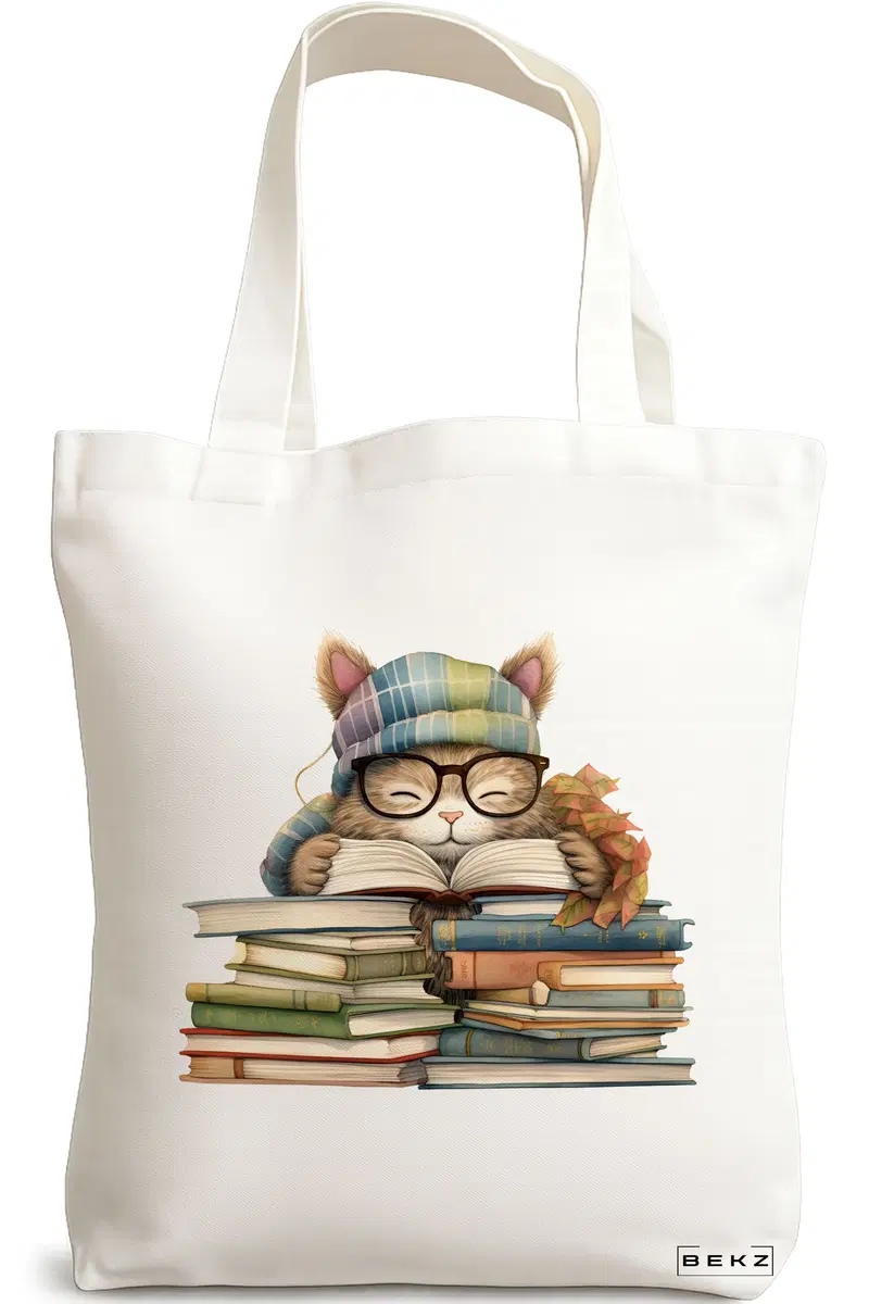 Sacosa Cumparaturi Textila, Geanta Tote, model Reading puppy 6 38 x 34.5 cm, Alb, BEKZ®