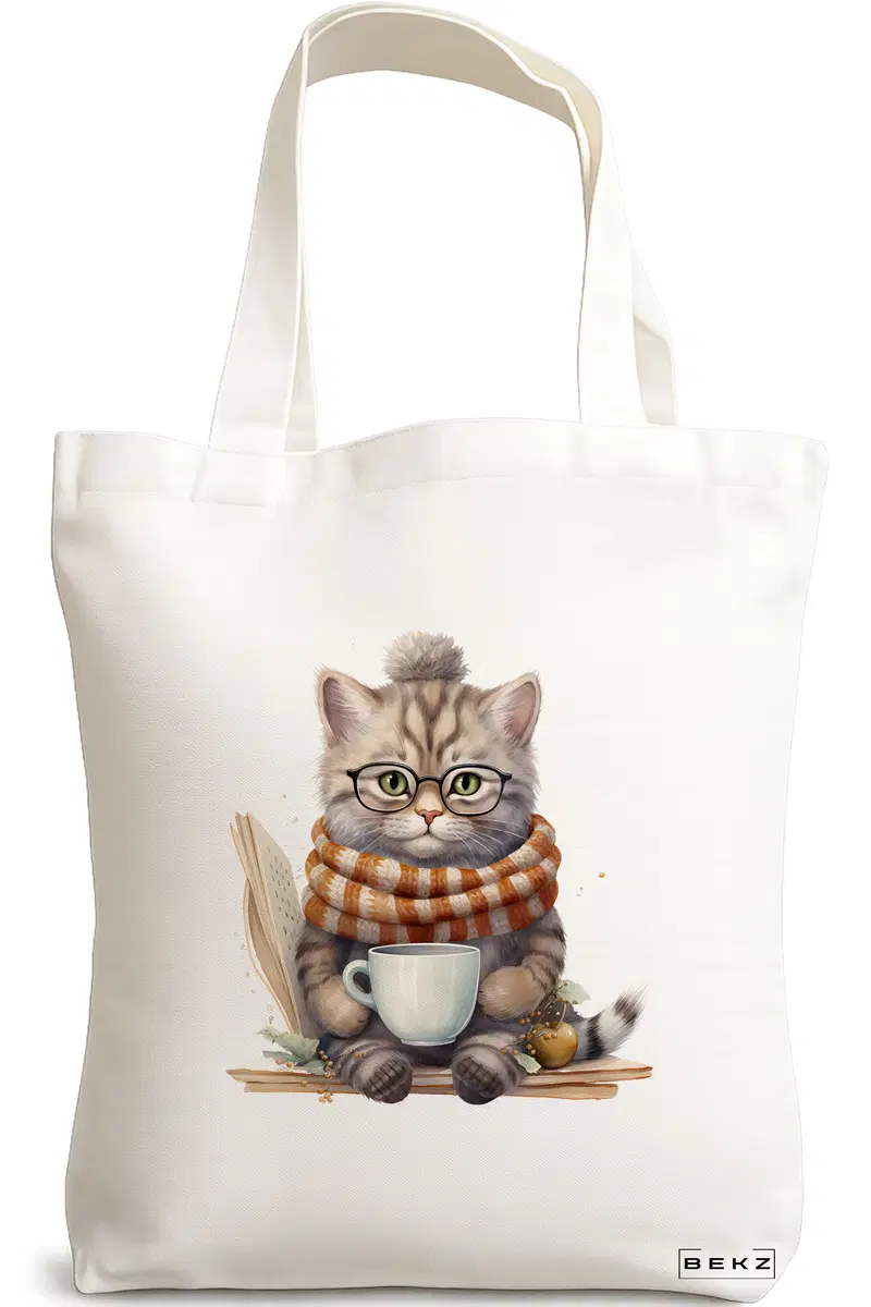 Sacosa Cumparaturi Textila, Geanta Tote, model Reading puppy 7 38 x 34.5 cm, Alb, BEKZ®