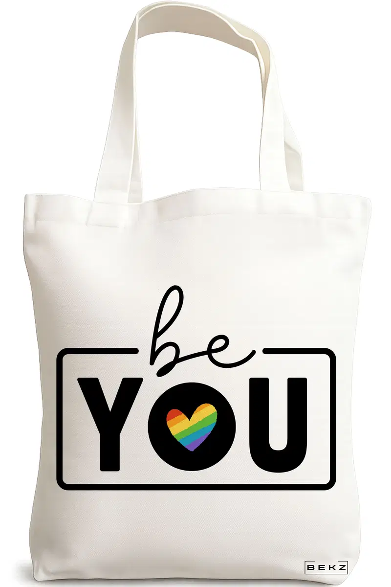 Sacosa Cumparaturi Textila, Geanta Tote, model Be you 38 x 34.5 cm, Alb, BEKZ®