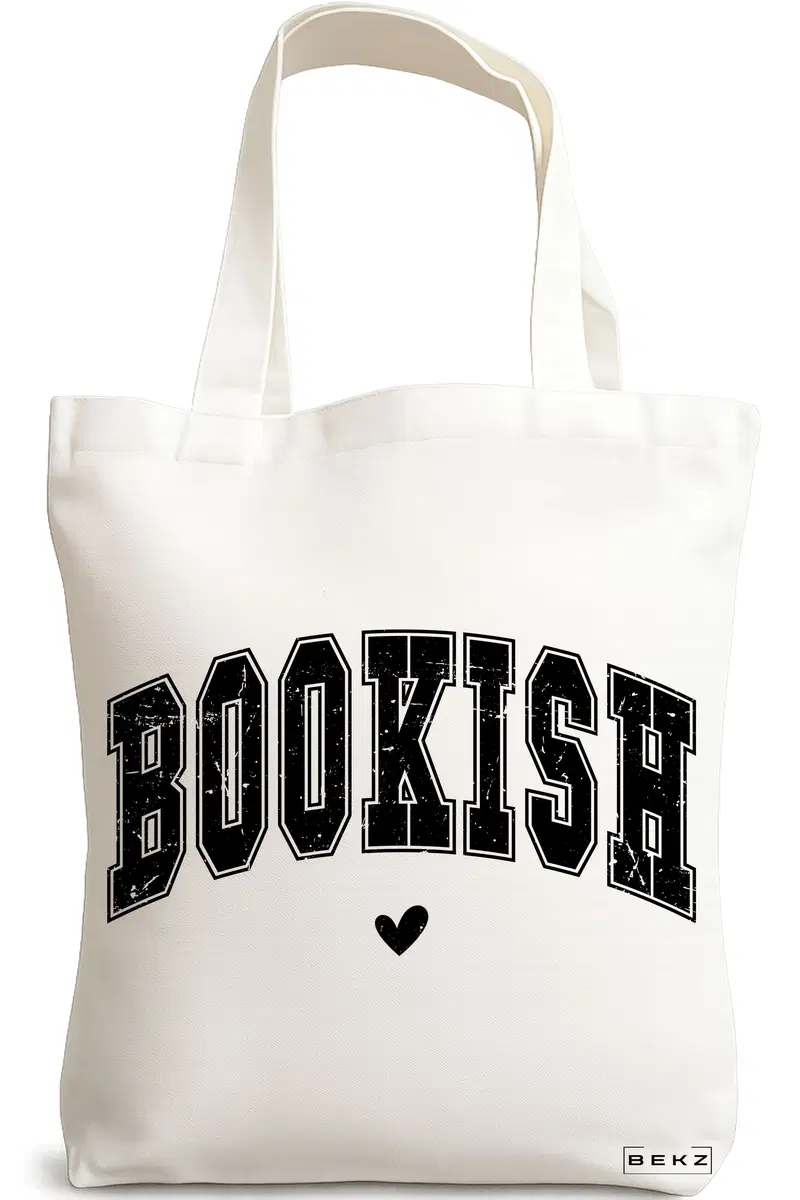 Sacosa Cumparaturi Textila, Geanta Tote, model Bookish 38 x 34.5 cm, Alb, BEKZ®