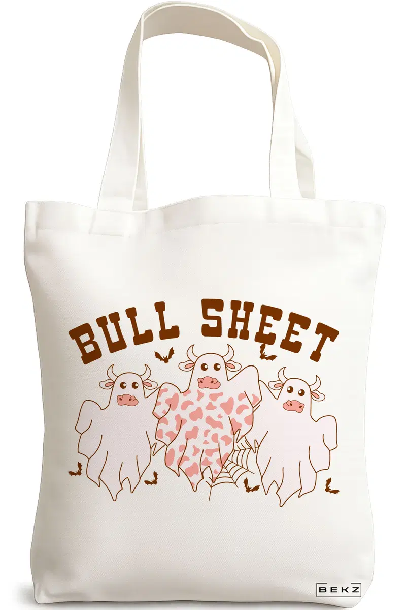 Sacosa Cumparaturi Textila, Geanta Tote, model Bull Sheet 38 x 34.5 cm, Alb, BEKZ®