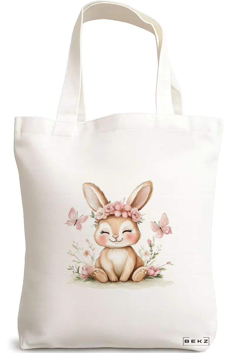 Sacosa Cumparaturi Textila, Geanta Tote, model Happy today 38 x 34.5 cm, Alb, BEKZ®