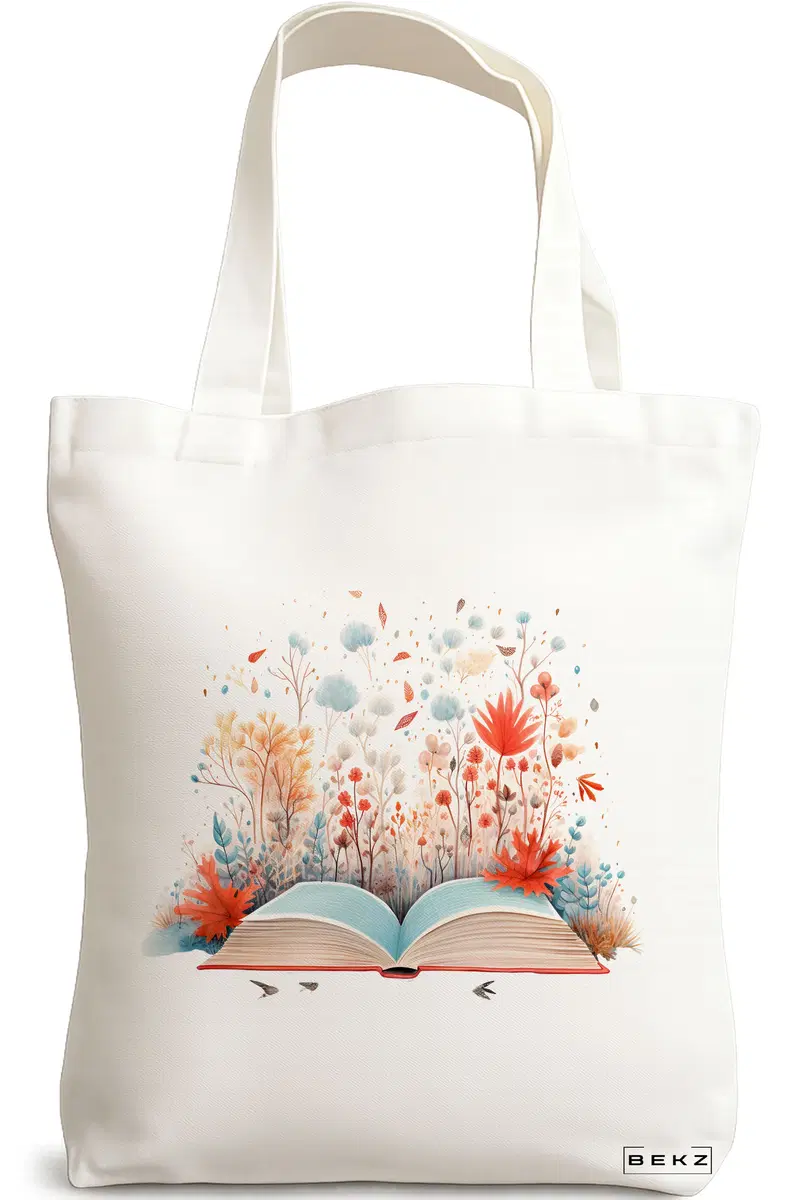 Sacosa Cumparaturi Textila, Geanta Tote, model Books 3 38 x 34.5 cm, Alb, BEKZ®