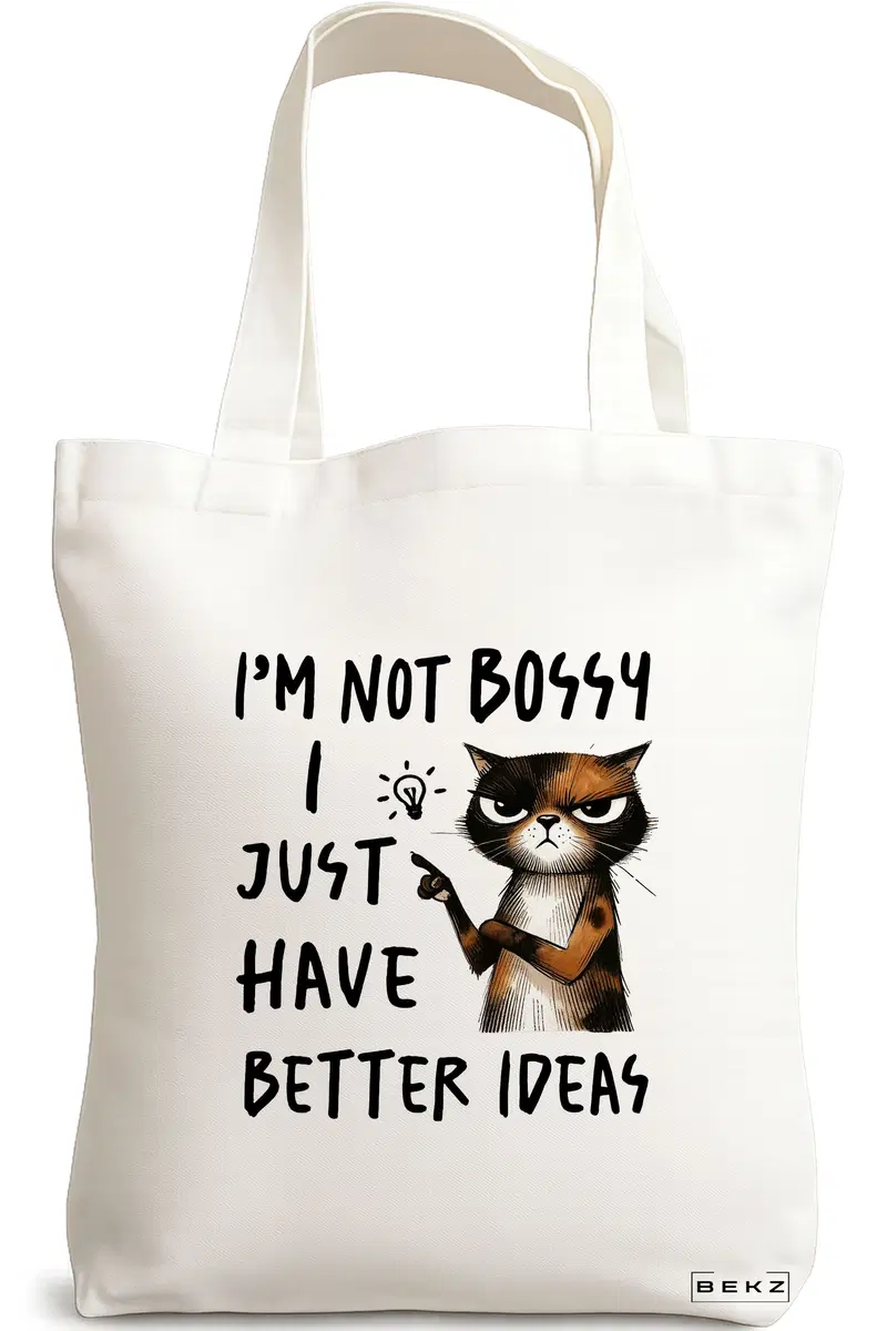Sacosa Cumparaturi Textila, Geanta Tote, model Just have better ideas 38 x 34.5 cm, Alb, BEKZ®