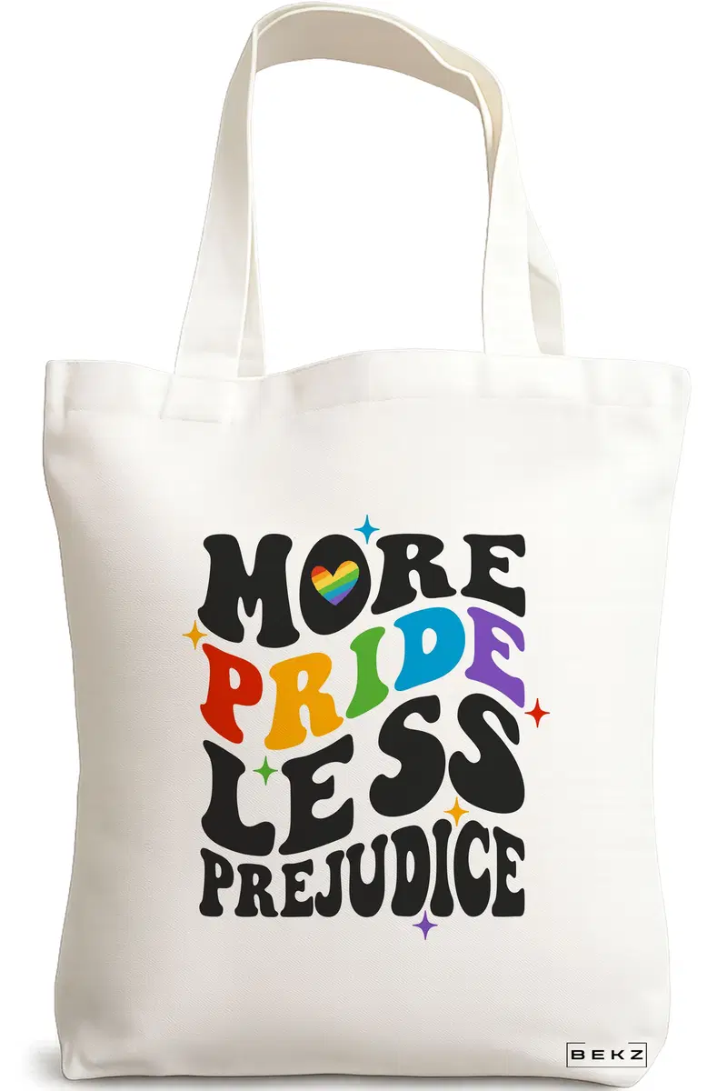 Sacosa Cumparaturi Textila, Geanta Tote, model More pride less prejudice 38 x 34.5 cm, Alb, BEKZ®