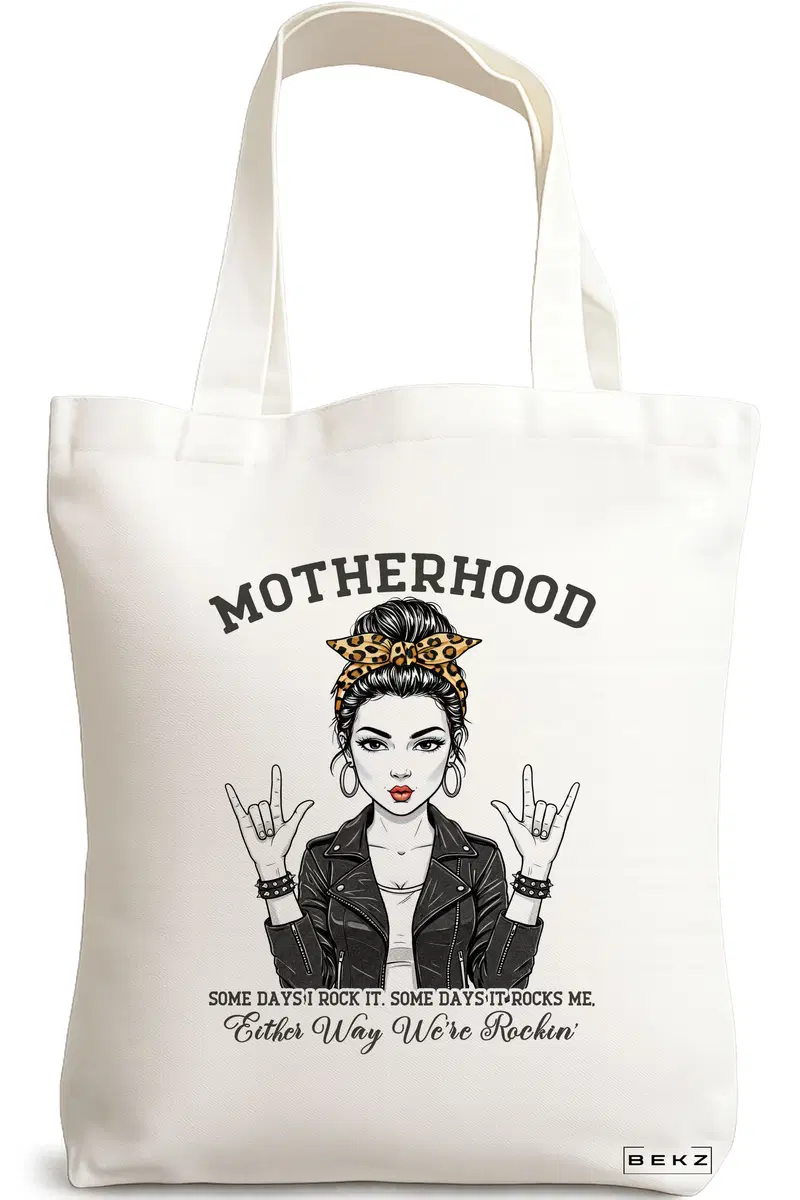 Sacosa Cumparaturi Textila, Geanta Tote, model Motherhood 38 x 34.5 cm, Alb, BEKZ®
