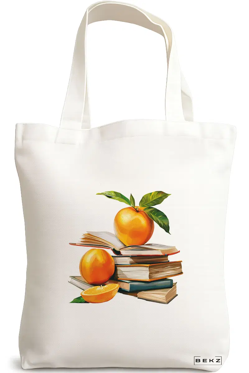 Sacosa Cumparaturi Textila, Geanta Tote, model Books 6 38 x 34.5 cm, Alb, BEKZ®