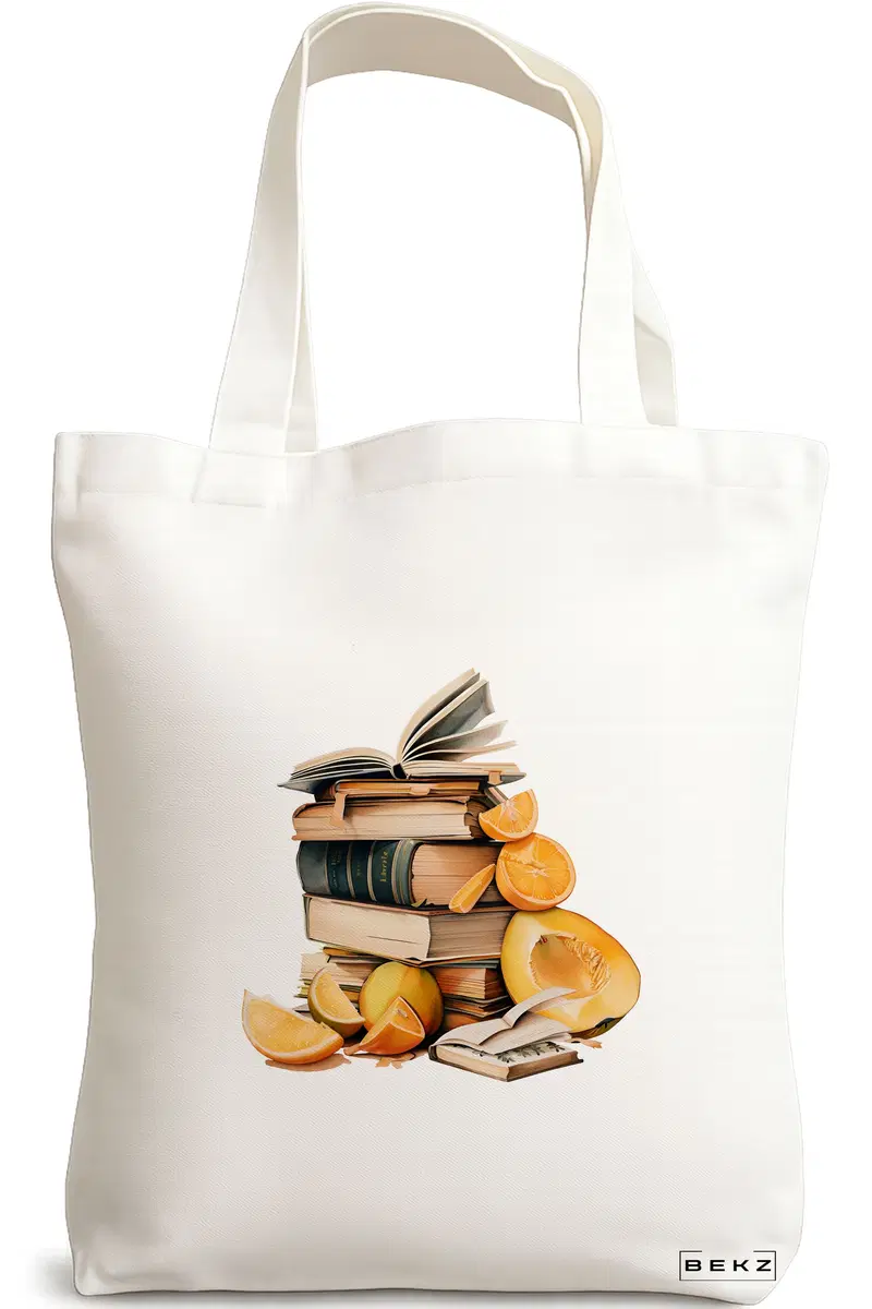 Sacosa Cumparaturi Textila, Geanta Tote, model Books 7 38 x 34.5 cm, Alb, BEKZ®