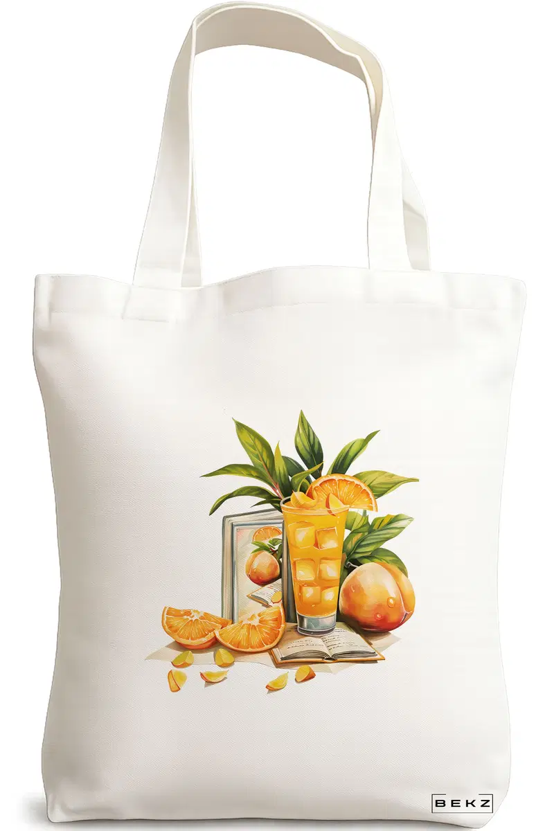 Sacosa Cumparaturi Textila, Geanta Tote, model Books and summer 38 x 34.5 cm, Alb, BEKZ®