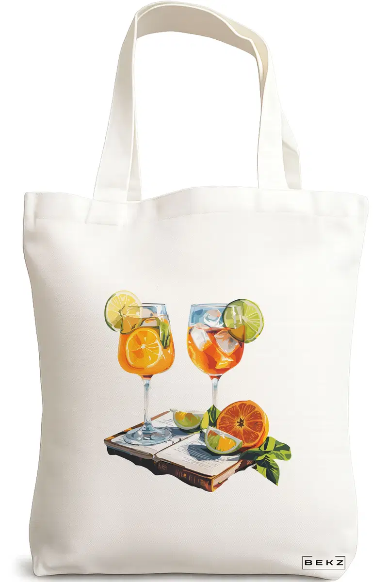 Sacosa Cumparaturi Textila, Geanta Tote, model Books and summer 2 38 x 34.5 cm, Alb, BEKZ®