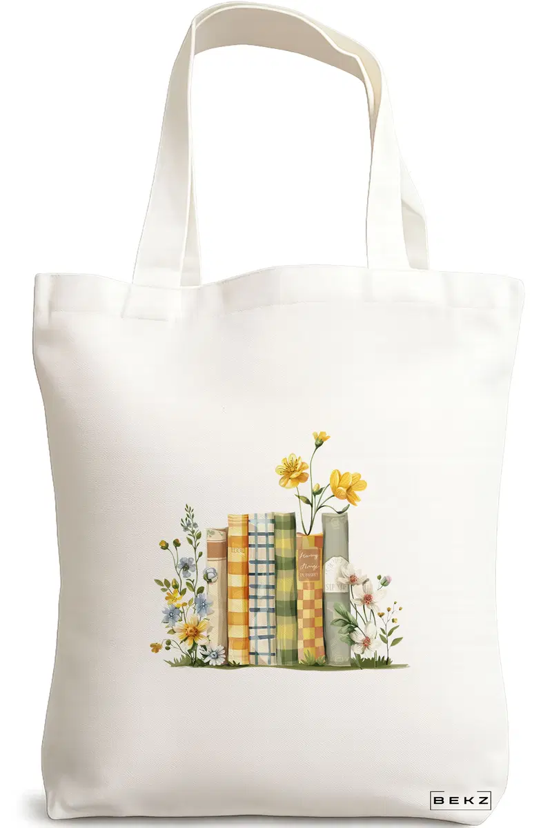 Sacosa Cumparaturi Textila, Geanta Tote, model Books 9 38 x 34.5 cm, Alb, BEKZ®