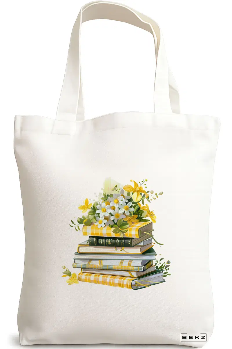 Sacosa Cumparaturi Textila, Geanta Tote, model Books 10 38 x 34.5 cm, Alb, BEKZ®