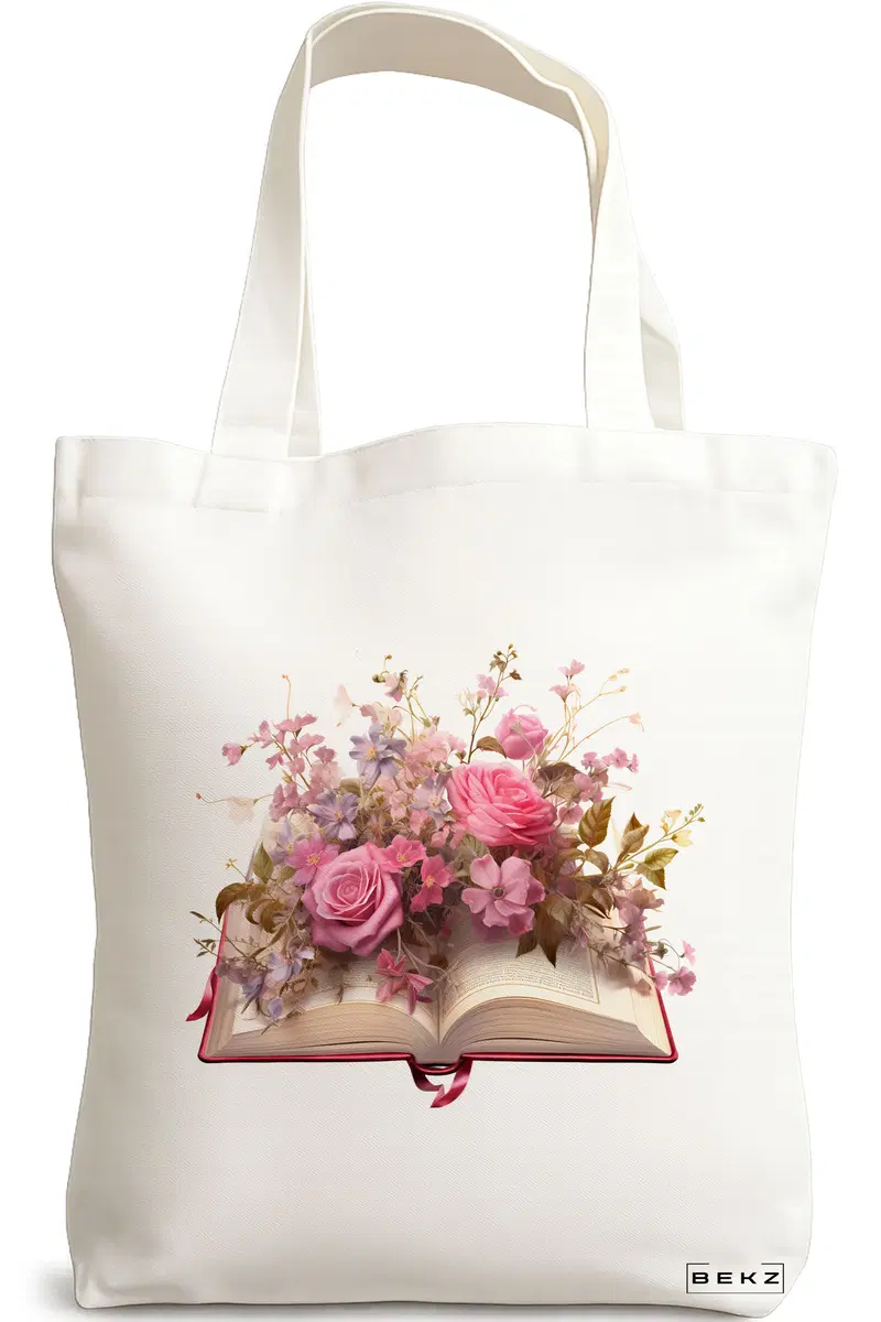 Sacosa Cumparaturi Textila, Geanta Tote, model Books 11 38 x 34.5 cm, Alb, BEKZ®