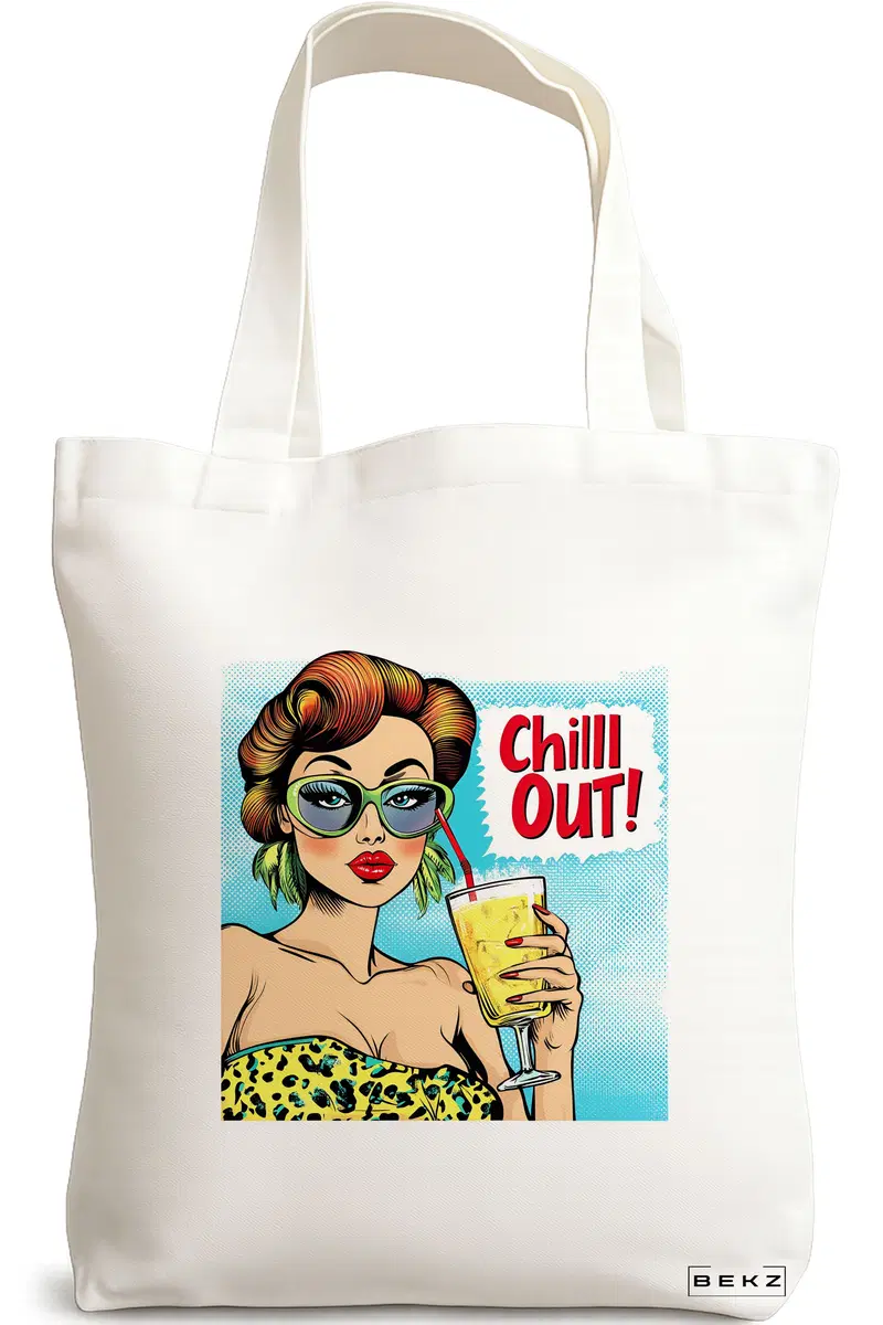 Sacosa Cumparaturi Textila, Geanta Tote, model Chill out 38 x 34.5 cm, Alb, BEKZ®