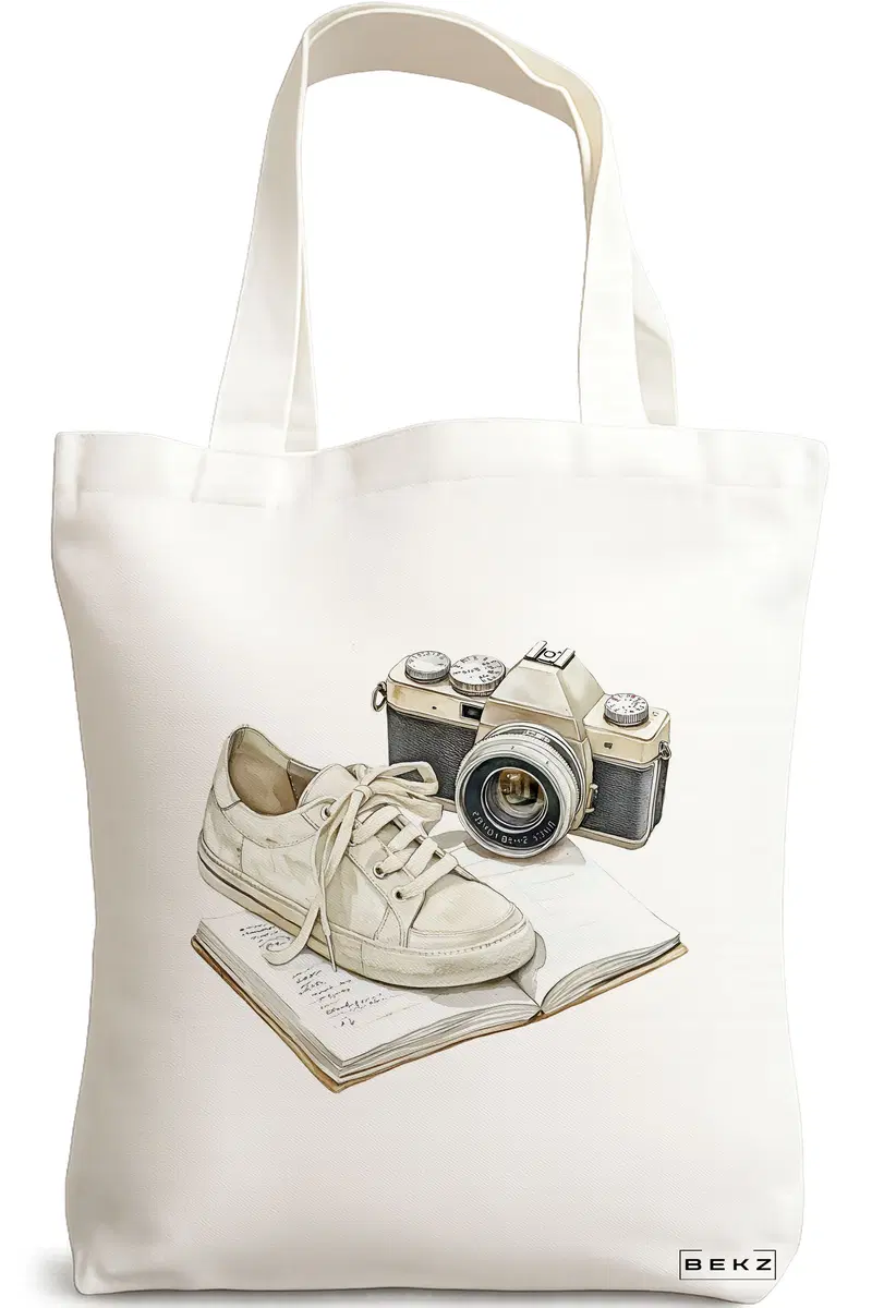Sacosa Cumparaturi Textila, Geanta Tote, model Books 12 38 x 34.5 cm, Alb, BEKZ®