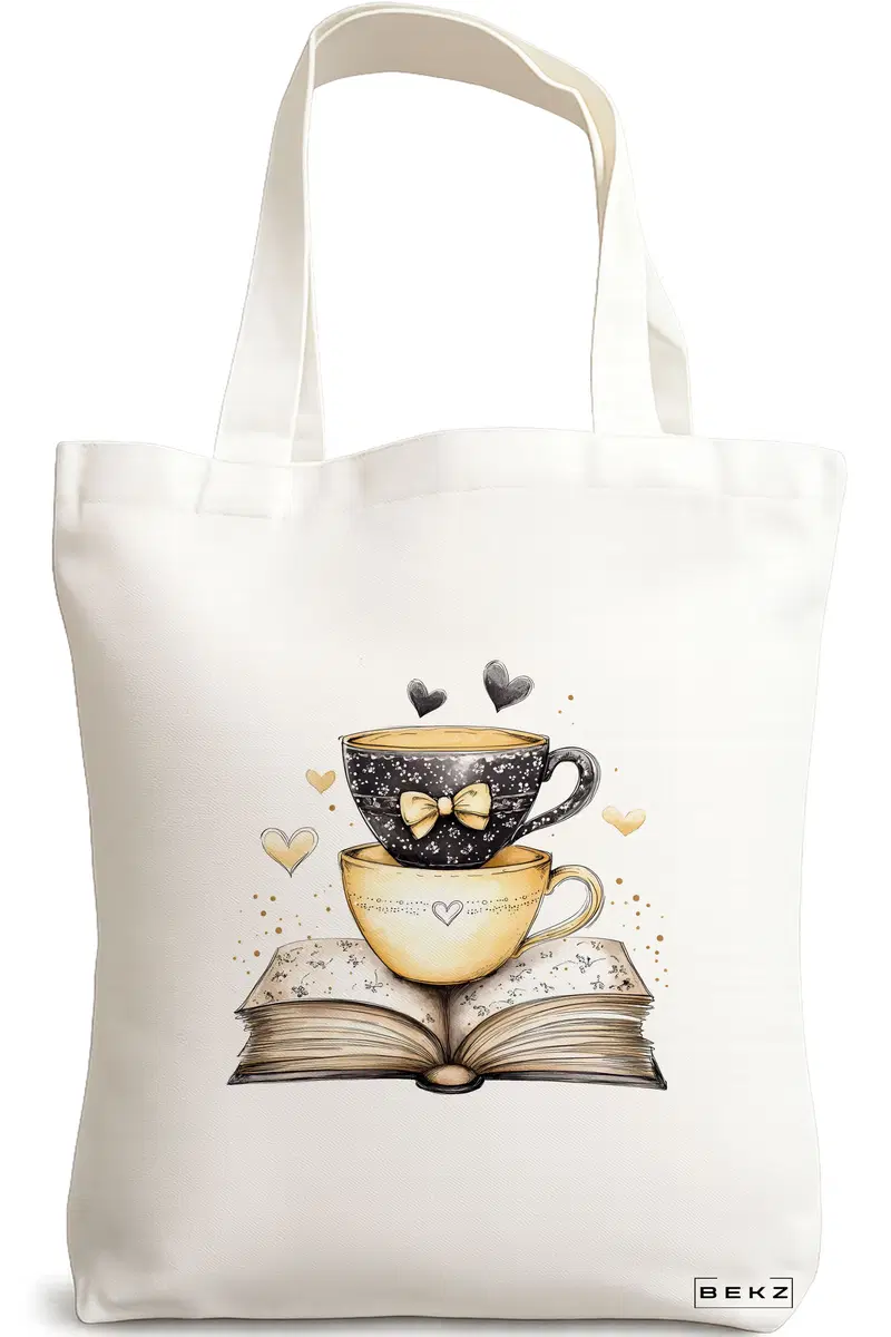 Sacosa Cumparaturi Textila, Geanta Tote, model Books 13 38 x 34.5 cm, Alb, BEKZ®