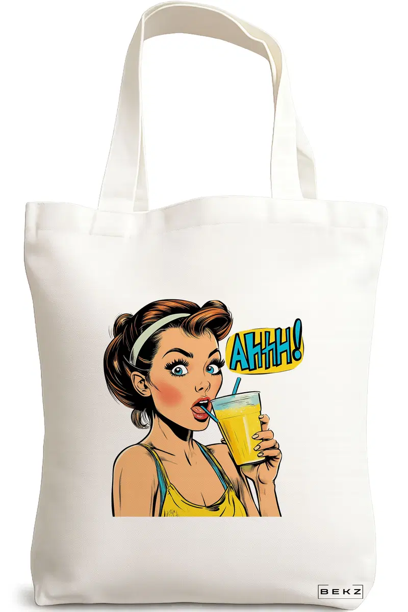 Sacosa Cumparaturi Textila, Geanta Tote, model Sip and Style 38 x 34.5 cm, Alb, BEKZ®