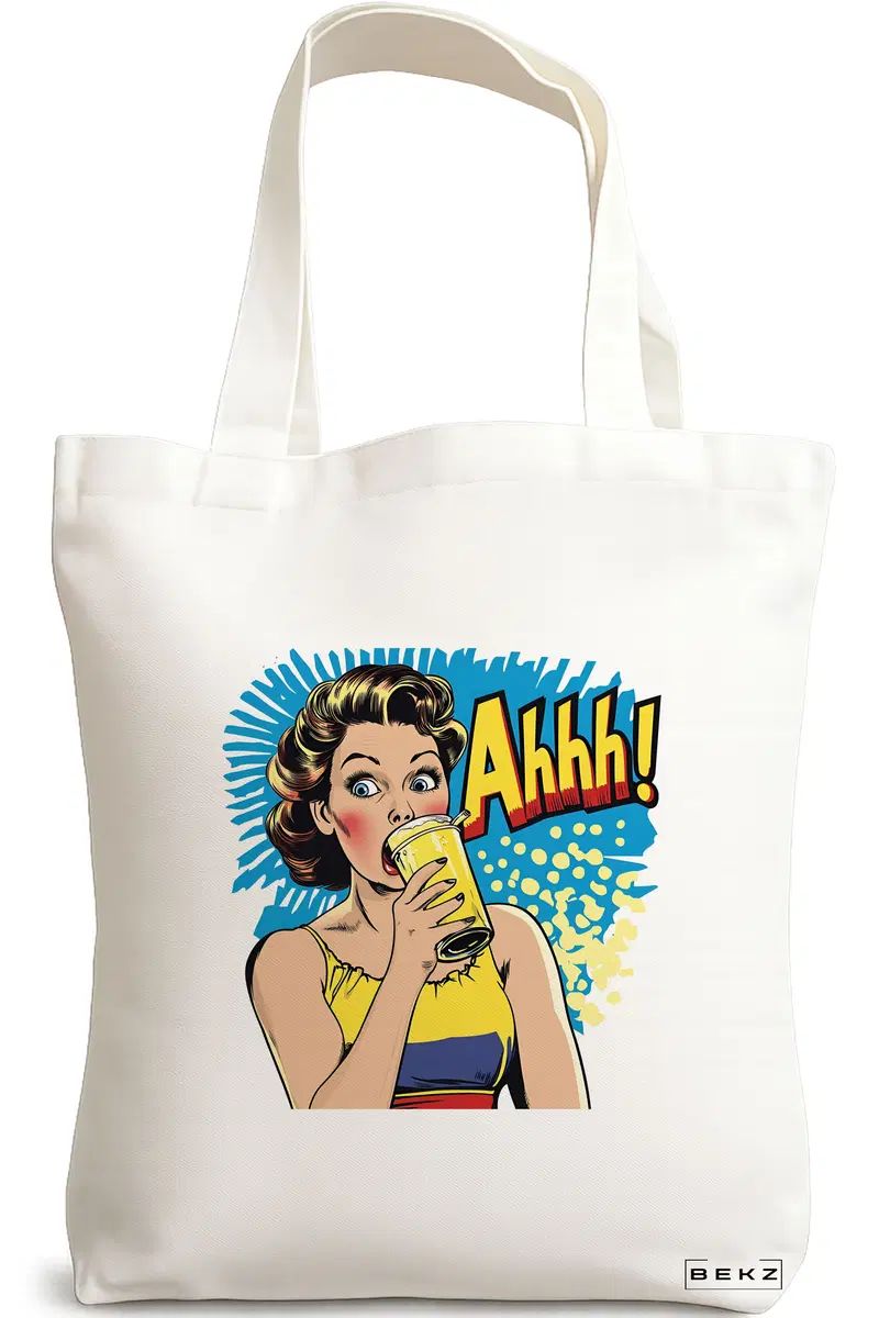 Sacosa Cumparaturi Textila, Geanta Tote, model Sip and Style 2 38 x 34.5 cm, Alb, BEKZ®