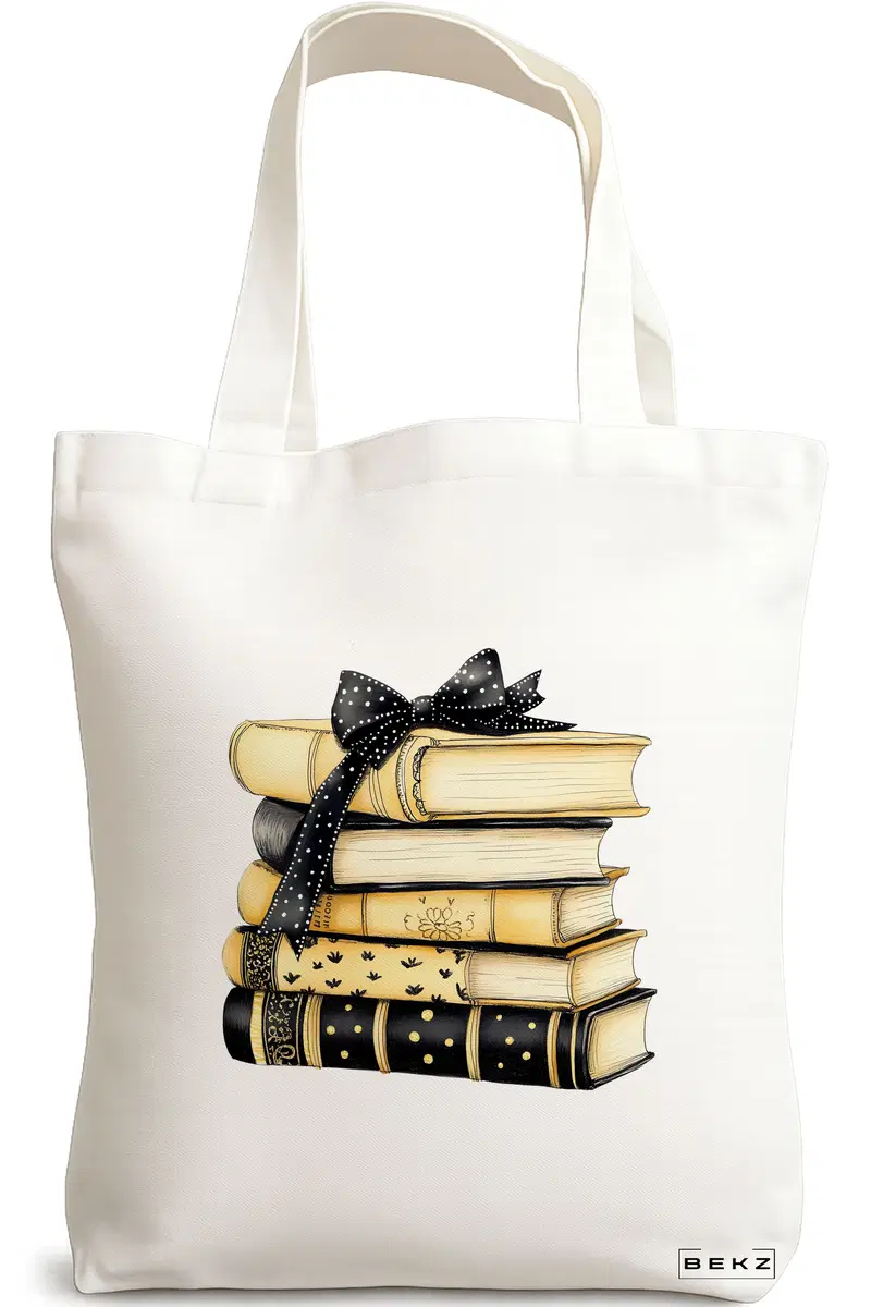 Sacosa Cumparaturi Textila, Geanta Tote, model Books 17 38 x 34.5 cm, Alb, BEKZ®