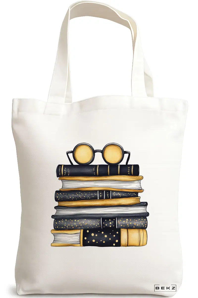 Sacosa Cumparaturi Textila, Geanta Tote, model Books 18 38 x 34.5 cm, Alb, BEKZ®