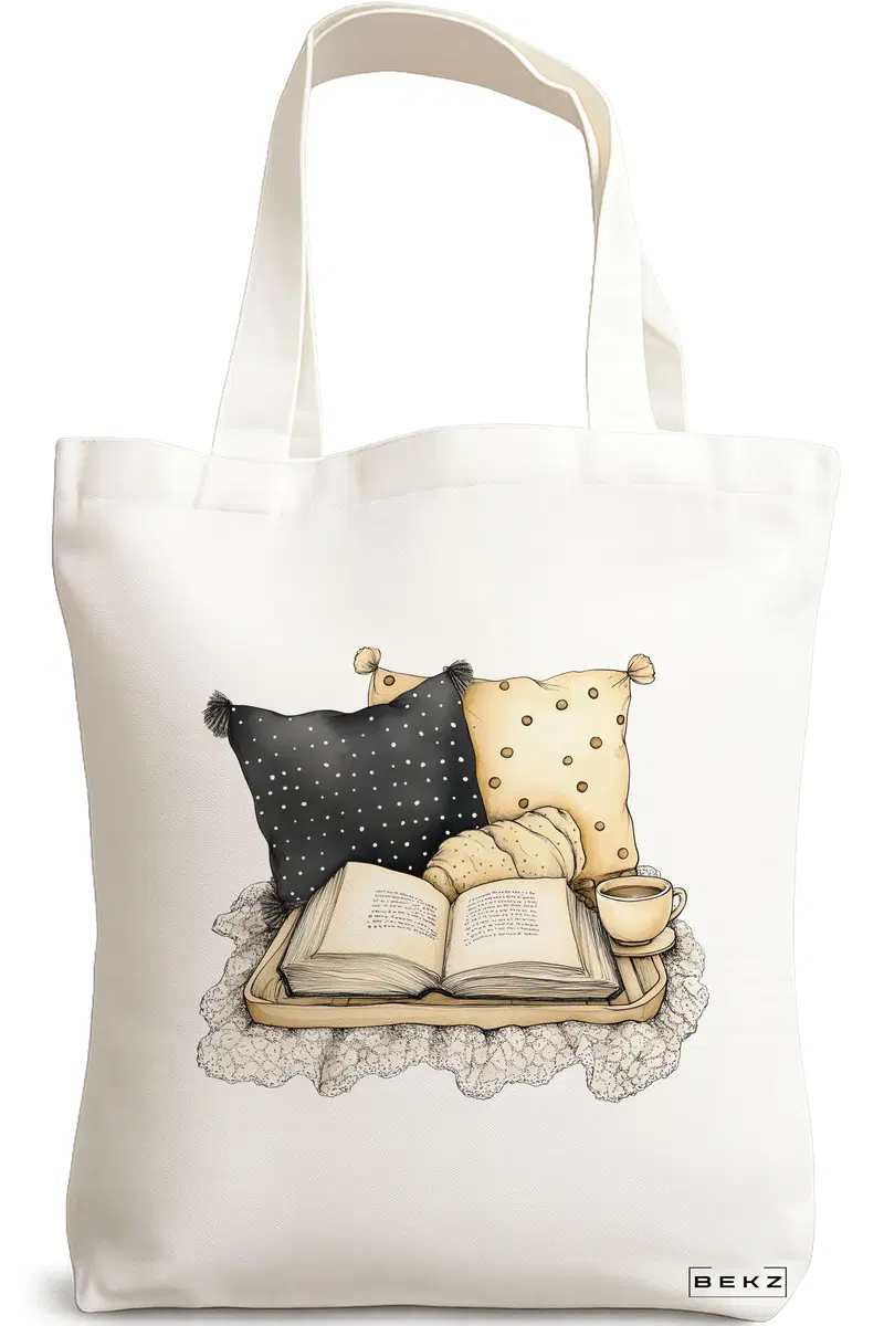 Sacosa Cumparaturi Textila, Geanta Tote, model Books 20 38 x 34.5 cm, Alb, BEKZ®