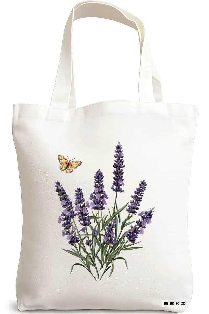 Sacosa Cumparaturi Textila, Geanta Tote, model Flowers 11 38 x 34.5 cm, Alb, BEKZ®