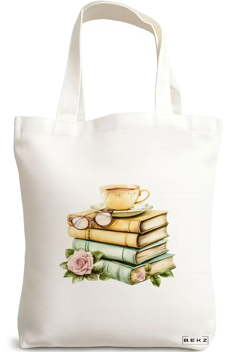 Sacosa Cumparaturi Textila, Geanta Tote, model Books 22 38 x 34.5 cm, Alb, BEKZ®