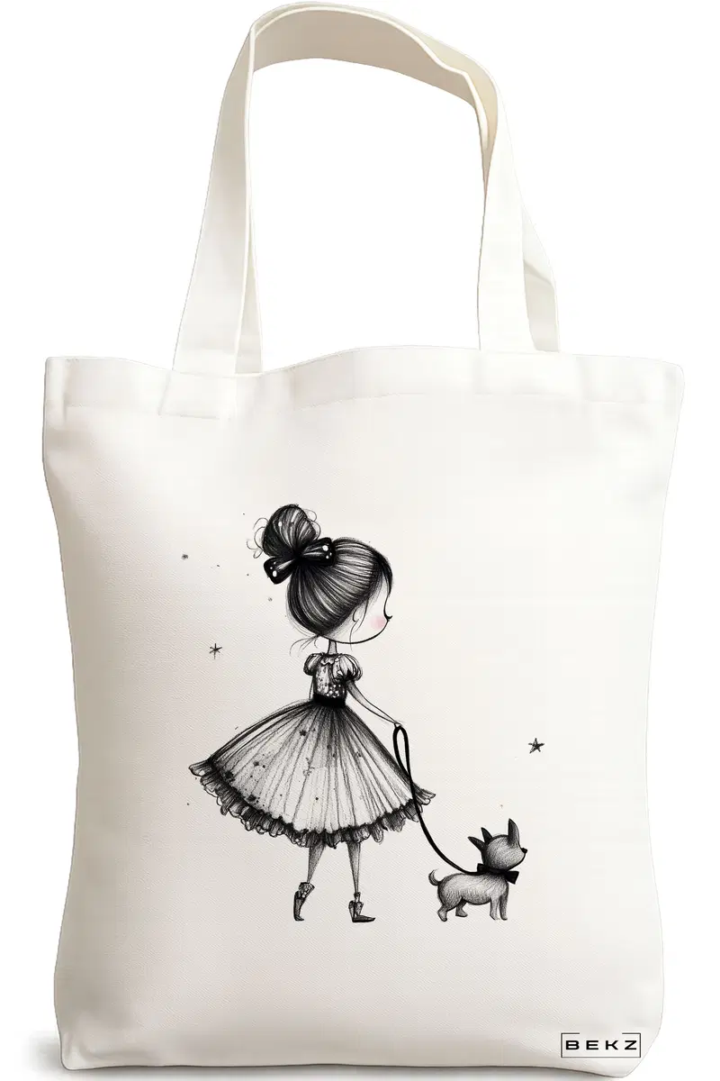 Sacosa Cumparaturi Textila, Geanta Tote, model Bow & Go 38 x 34.5 cm, Alb, BEKZ®