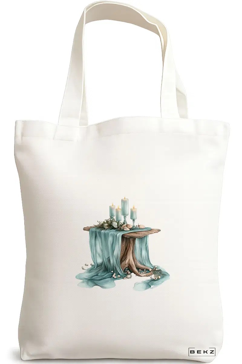 Sacosa Cumparaturi Textila, Geanta Tote, model Blue night 38 x 34.5 cm, Alb, BEKZ®