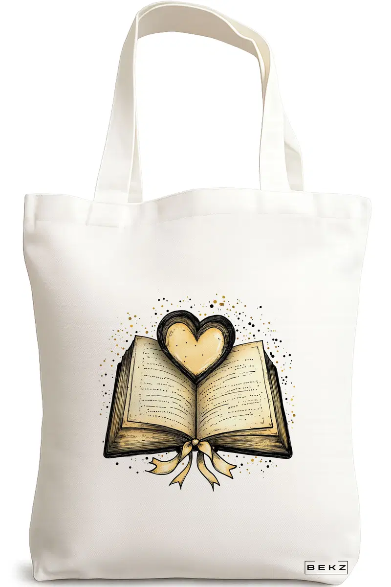 Sacosa Cumparaturi Textila, Geanta Tote, model Books 24 38 x 34.5 cm, Alb, BEKZ®