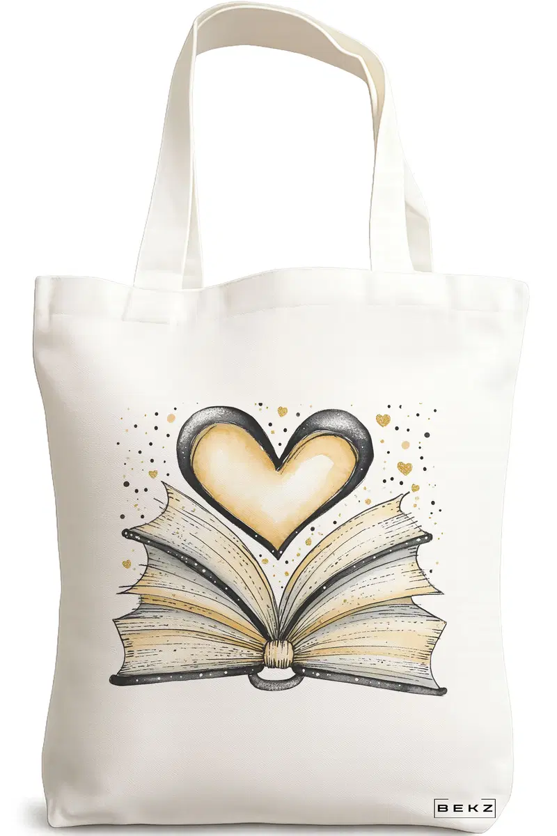 Sacosa Cumparaturi Textila, Geanta Tote, model Books 25 38 x 34.5 cm, Alb, BEKZ®