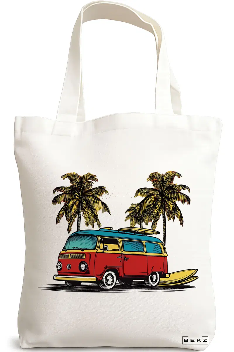 Sacosa Cumparaturi Textila, Geanta Tote, model Summer vibes 3 38 x 34.5 cm, Alb, BEKZ®