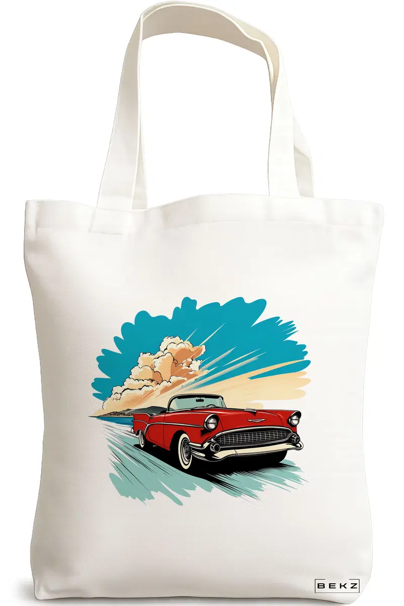 Sacosa Cumparaturi Textila, Geanta Tote, model The Cruiser 38 x 34.5 cm, Alb, BEKZ®