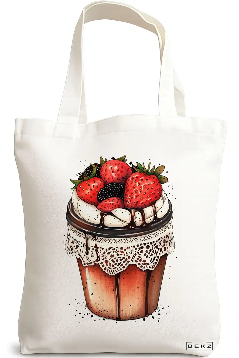 Sacosa Cumparaturi Textila, Geanta Tote, model Stylish Coffee 3 38 x 34.5 cm, Alb, BEKZ®