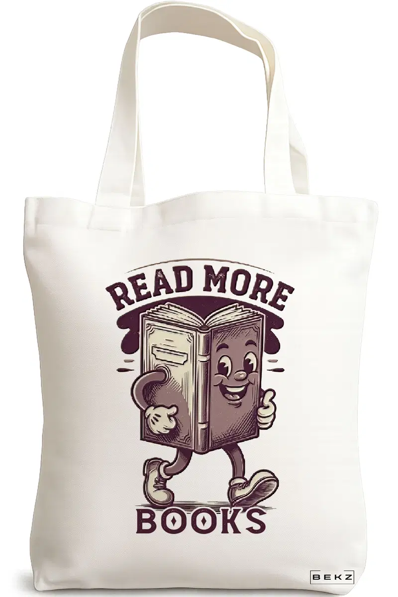 Sacosa Cumparaturi Textila, Geanta Tote, model Read more books 38 x 34.5 cm, Alb, BEKZ®